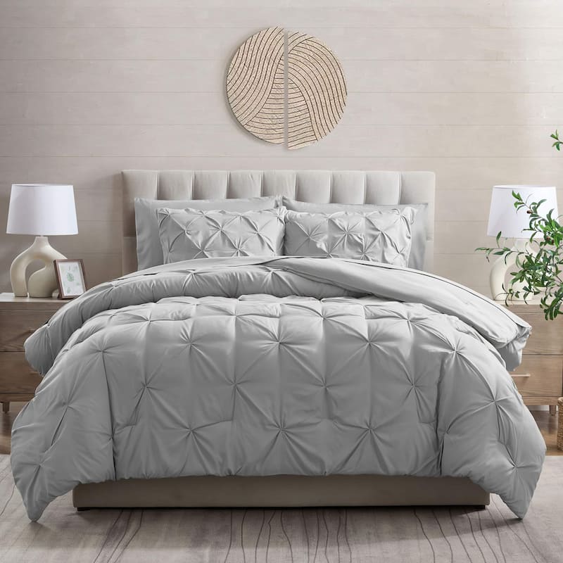 Empyrean Pinch Pleat Bed in a Bag - California King - Light Grey