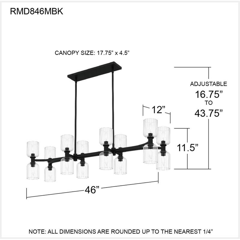 Ramada 16-Light Matte Black Island Light