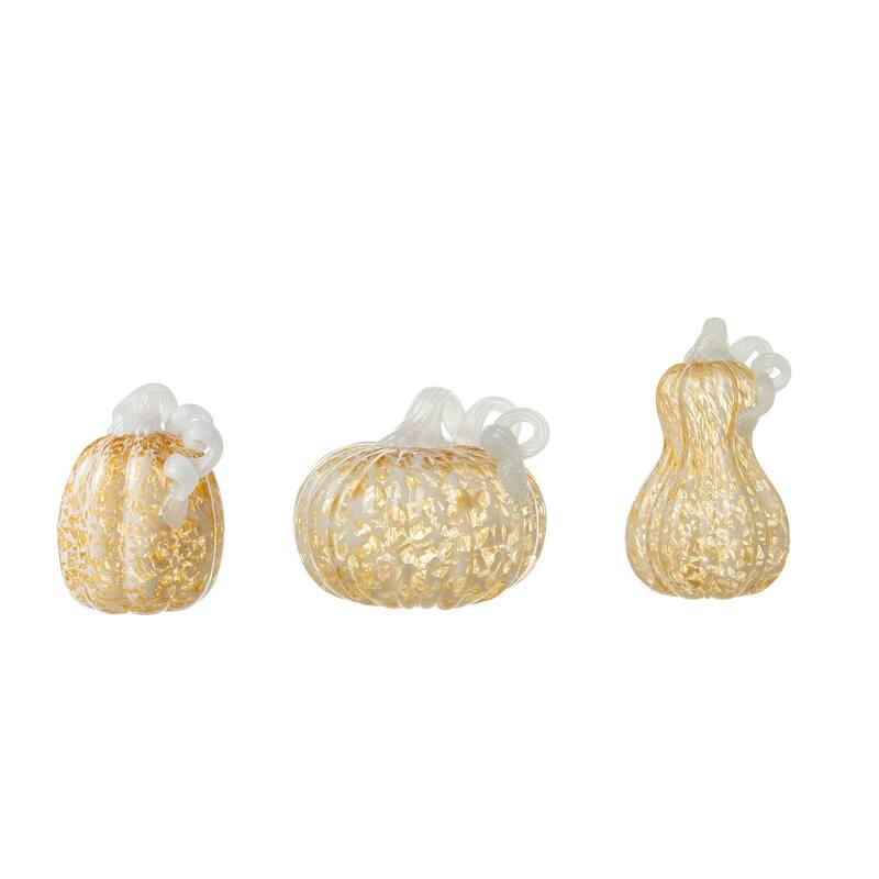 Glitzhome Fall Harvest Handblown Glass Pumpkins Set Thanksgiving Table Centerpieces