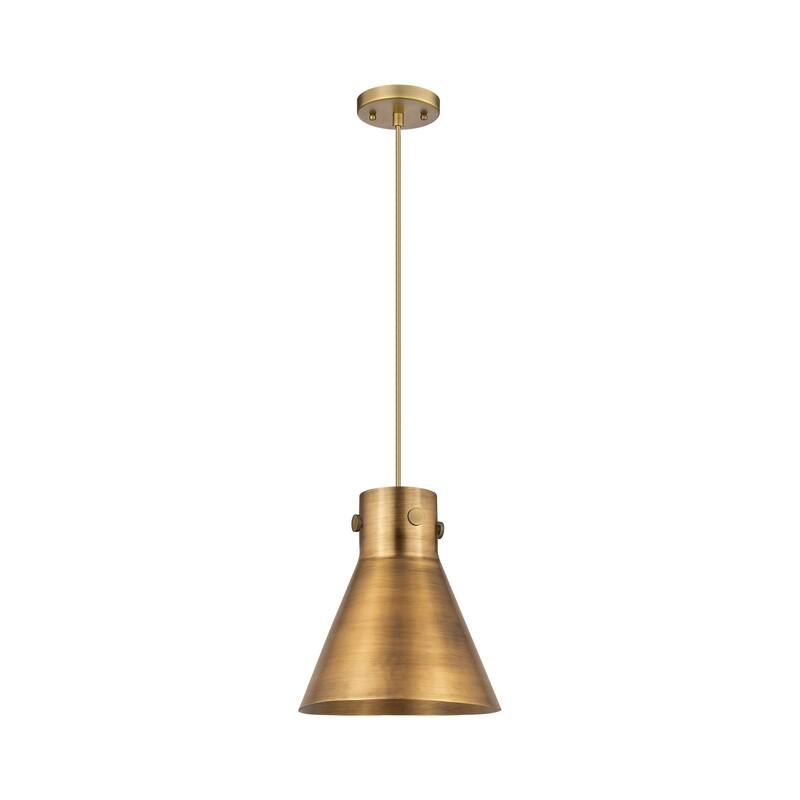 Innovations Lighting Newton Metal Cone - 1 Light 10" Cord Hung Pendant - Brushed Brass