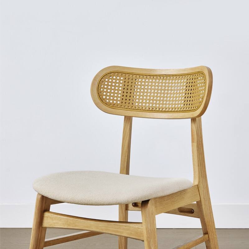 Spruce & Spring Extendable Dining Table Set with Woven Rattan Dining Chairs