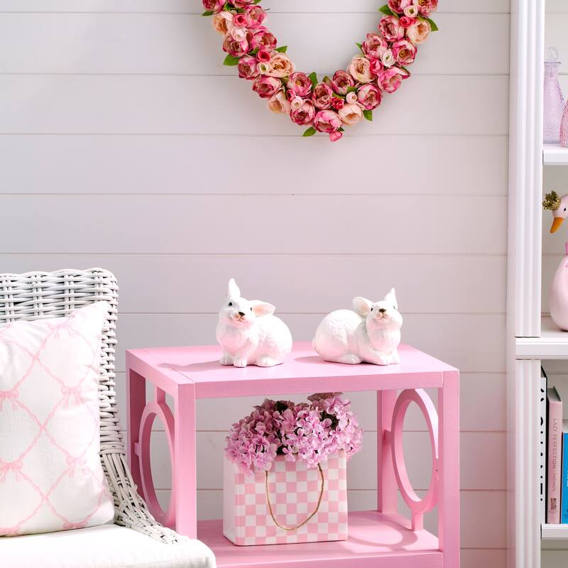 6" Glazed Terracotta Bunny Set of 2