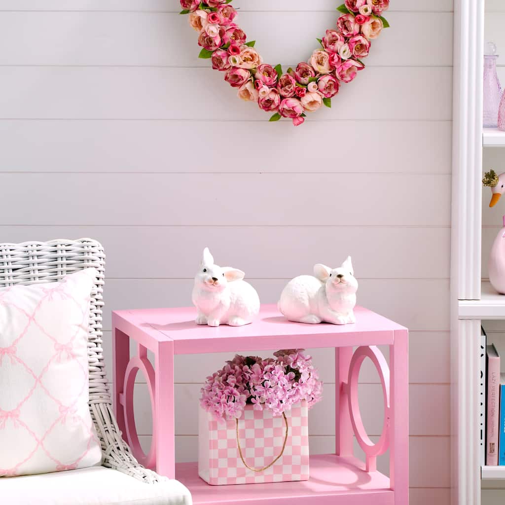 6" Glazed Terracotta Bunny Set of 2