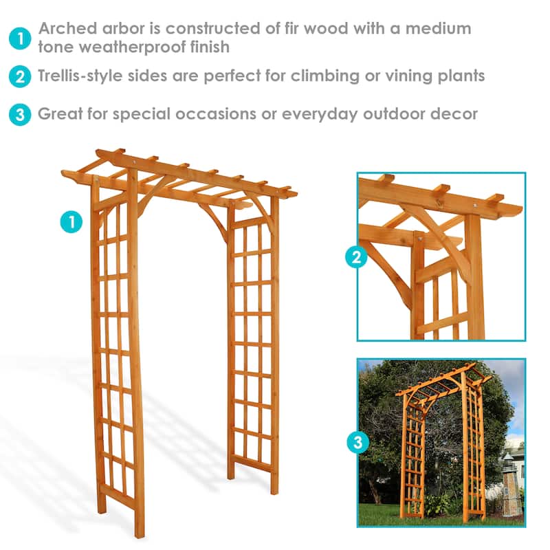 Sunnydaze Wooden Garden Arbor Trellis Arch for Plants - Outdoor Archway - 78" H