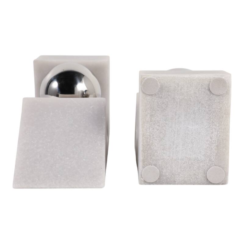 Resin Metal Bookends Sculptural Metallic Accent (Set of 2) - 10" White - 7.75" x 3" x 10"