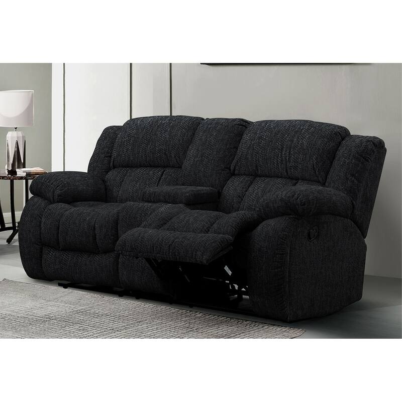 77" Black Manual Reclining Loveseat With Storage