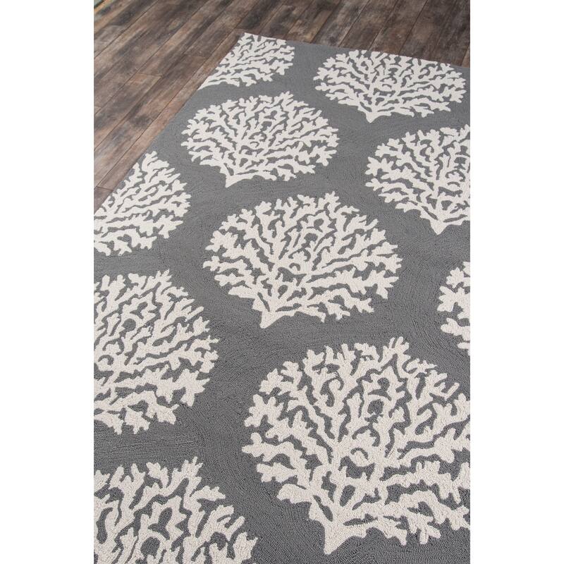Momeni Veranda Hand Hooked Contemporary Damask Indoor Outdoor Rug