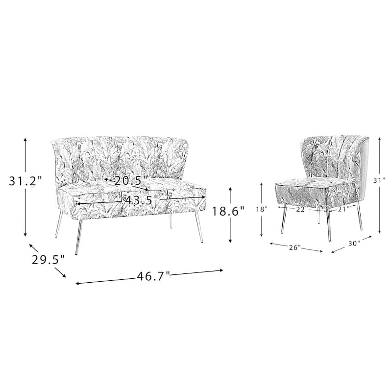 3 Piece Living Room Set with Channel Tufted Back by HULALA HOME