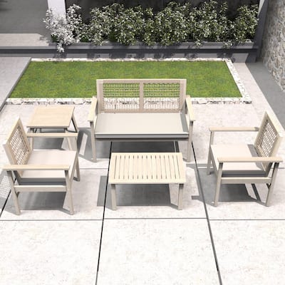 5-Piece Outdoor Acacia Wood Furniture Set with Seat Cushions