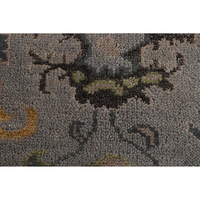 Gray Oushak Indian Area Rug Hand-Knotted Wool Carpet - 7'9"x 10'0"