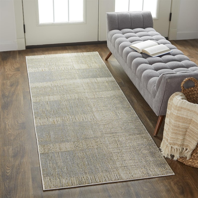Grand Bazaar Tripoli Machine Made Abstract Modern Area Rug - 2'10" x 7'10" - Gray/Ivory