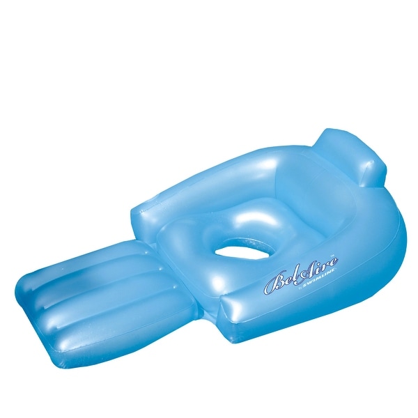 58" Inflatable Sky Blue Swimming Pool Lounger Float with Cup Holder - N/A