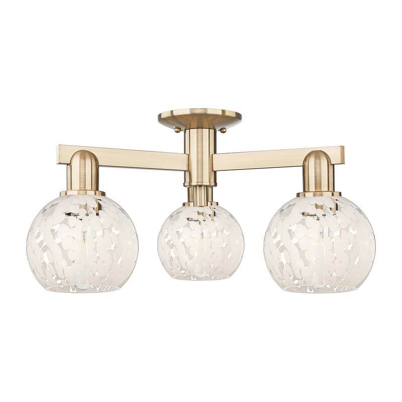 Innovations Lighting Endless Possibilities Arcadia - White Mouchette - 3 Light 24" Semi-Flush Mount - Champagne Bronze