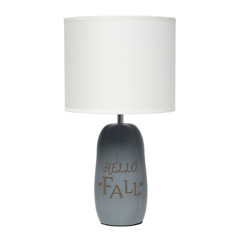 Pumpkin Base Hello Fall Table Lamp with White Drum Shade - 17.75" - Gray
