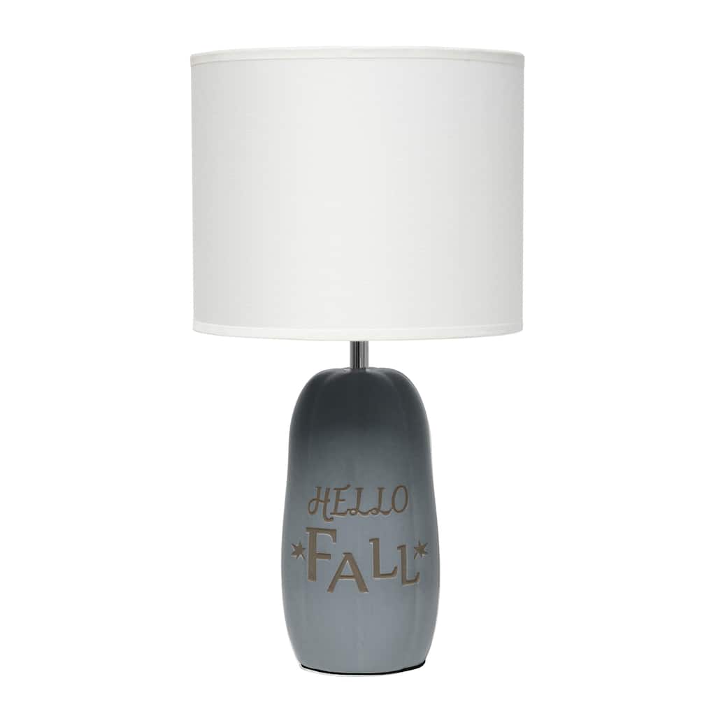 Pumpkin Base Hello Fall Table Lamp with White Drum Shade - 17.75" - Gray