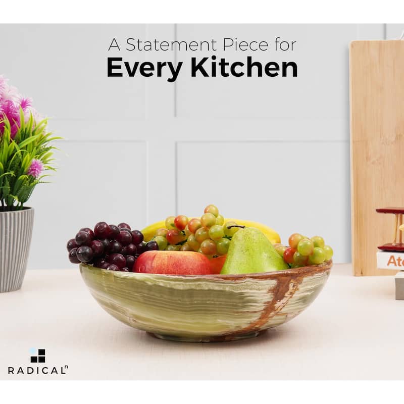 Marble Fruit Bowl 10'Handmade Fruit and Vegetable Holder - Decorative Bowl For Kitchen Counter Décor