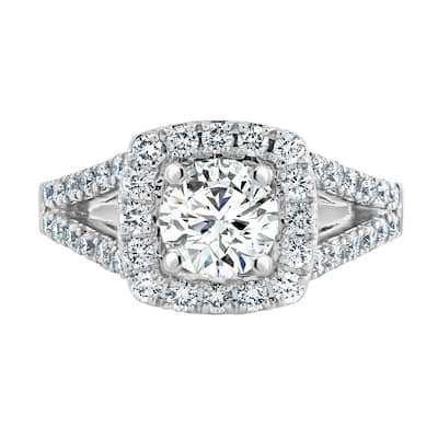 Auriya 14k-White Gold Lab Grown Round-Halo Diamond Engagement Ring 1.70ct. tw. (E-F VS)