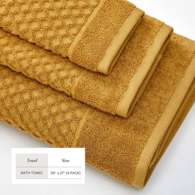 Linery & Co. Cotton Diamond Waffle Texture Bath Towels