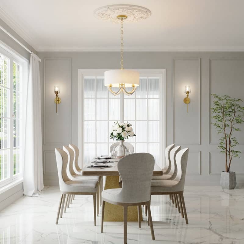 Acroma - 4 Light Steel Dimmable Drum Chandelier - N/A