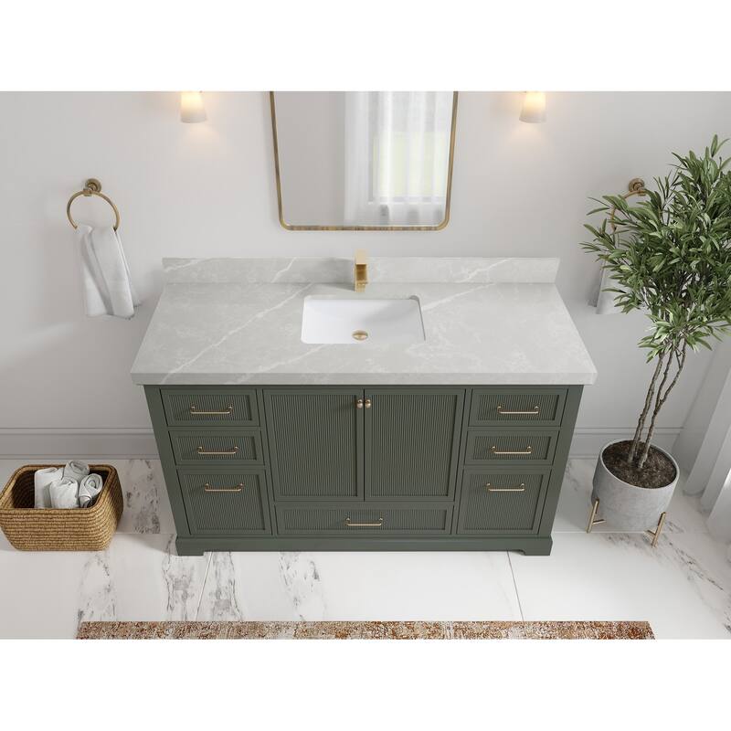 Willow Collections 60 in. W x 22 in. D Alys Single Sink Bathroom Vanity with Countertop - 2"Pearl Gray - Pewter Green