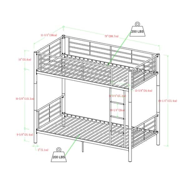 Walker Edison Abner White Metal Twin over Twin Bunk Bed