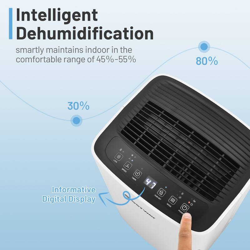 Costway 30-Pint Portable Dehumidifier with Wheels 1,500 Sq. ft