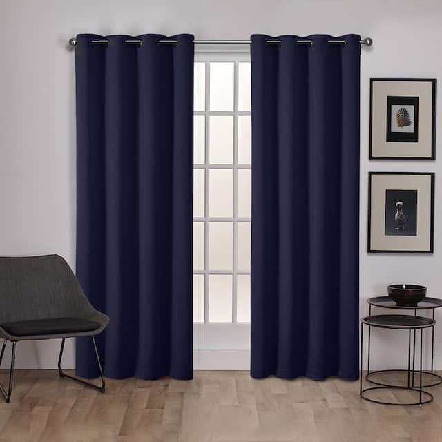 Porch & Den Boosalis Sateen Twill Blackout Curtain Panel Pair - 52" w x 96" l - Blue