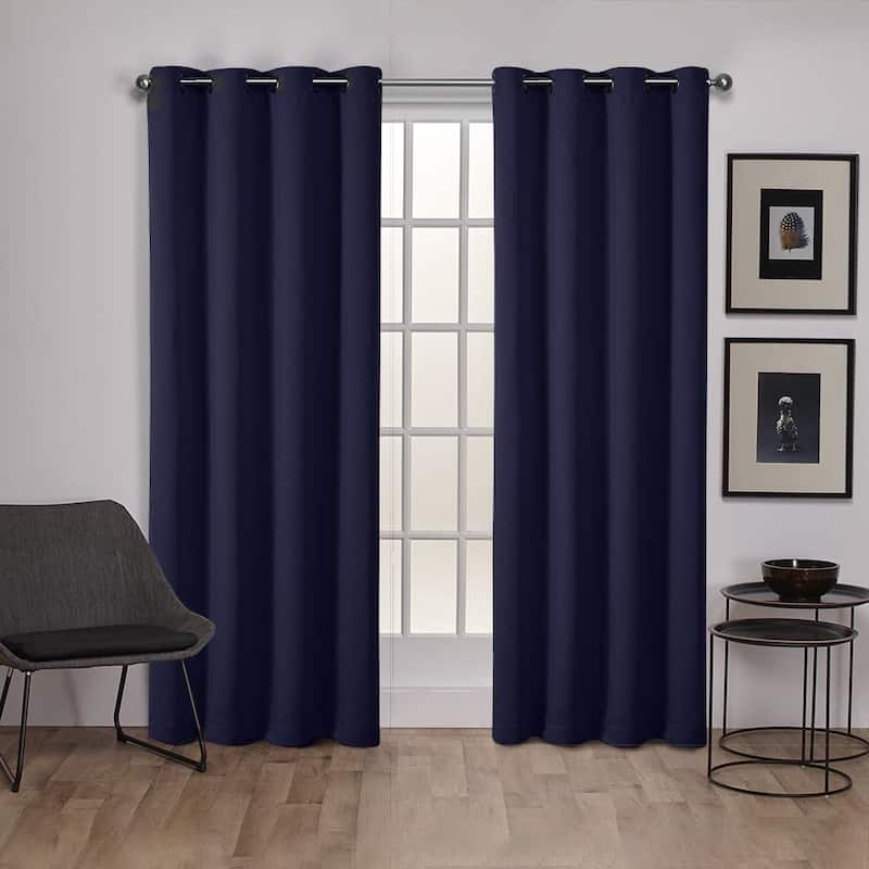 Porch & Den Boosalis Sateen Twill Blackout Curtain Panel Pair - 52" W X 84" L - Blue