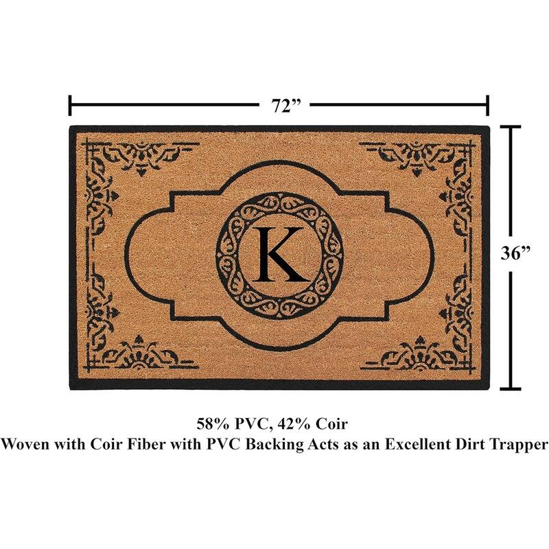 A1HC Natural Coir 36" X 72" Monogrammed Non Slip Welcome Floormats Entrance Coir Double Doormat Monogrammed