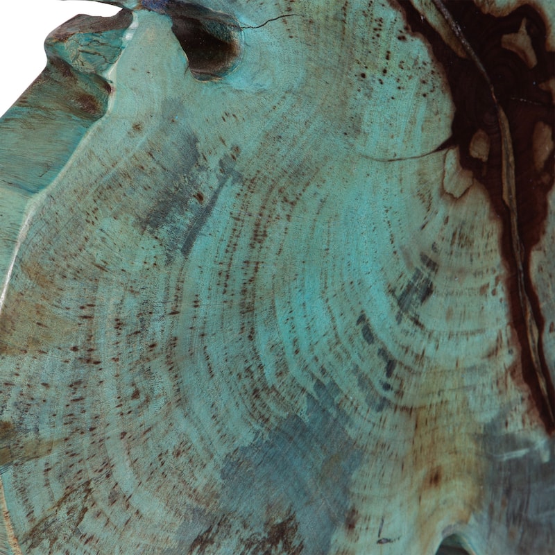 Rustic Tamarind Wood Sculpture - 22.75" - Teal Blue Finish