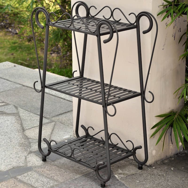 Santa Fe 3-Tier Plant Shelf - Antique Black