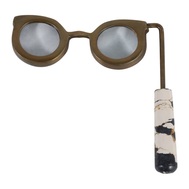 Eyeglass Magnifying Glass with Marble Handle Sculpture - 9"