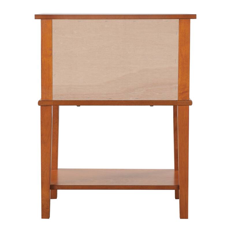 2-Drawer Oak Nightstand with English Dovetail Drawers, 28 Inch Timeless Wooden Bedroom Bedside Table