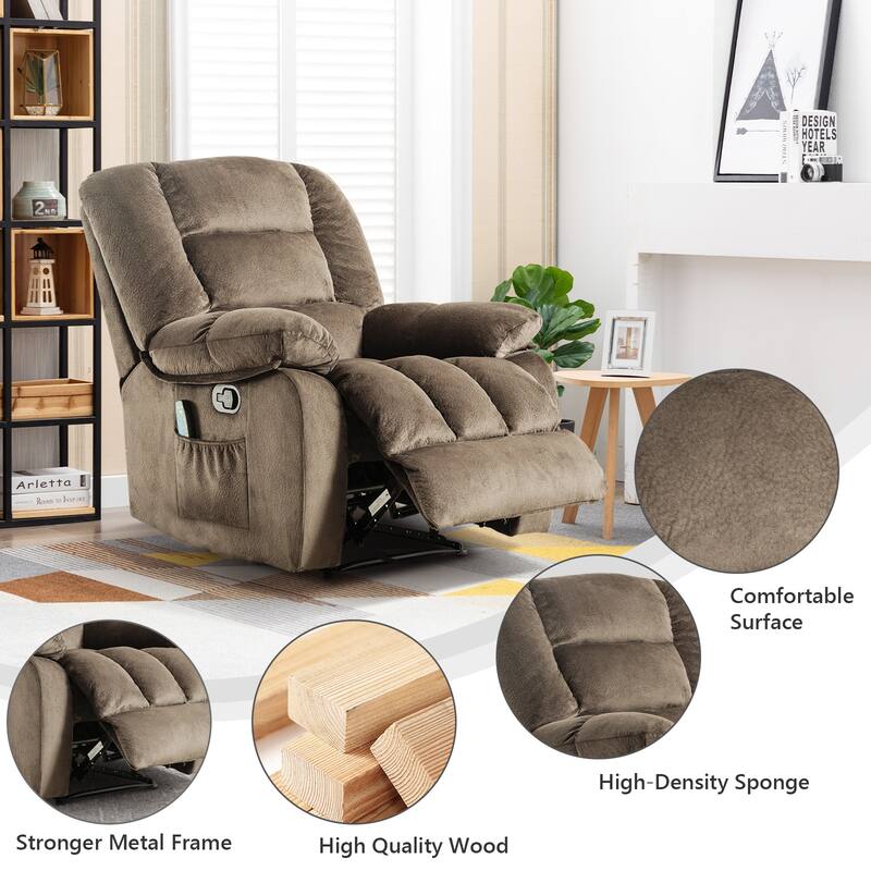 Massage and Manual Recliner Chair with Convenient pocket