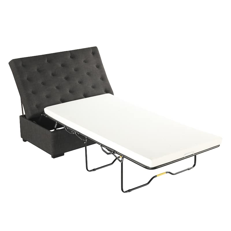 Tufted Sleeper Couch Settee, Ottoman with Folding Sofa Bed, Convertible Ottoman Sleeper with Memory Mattress