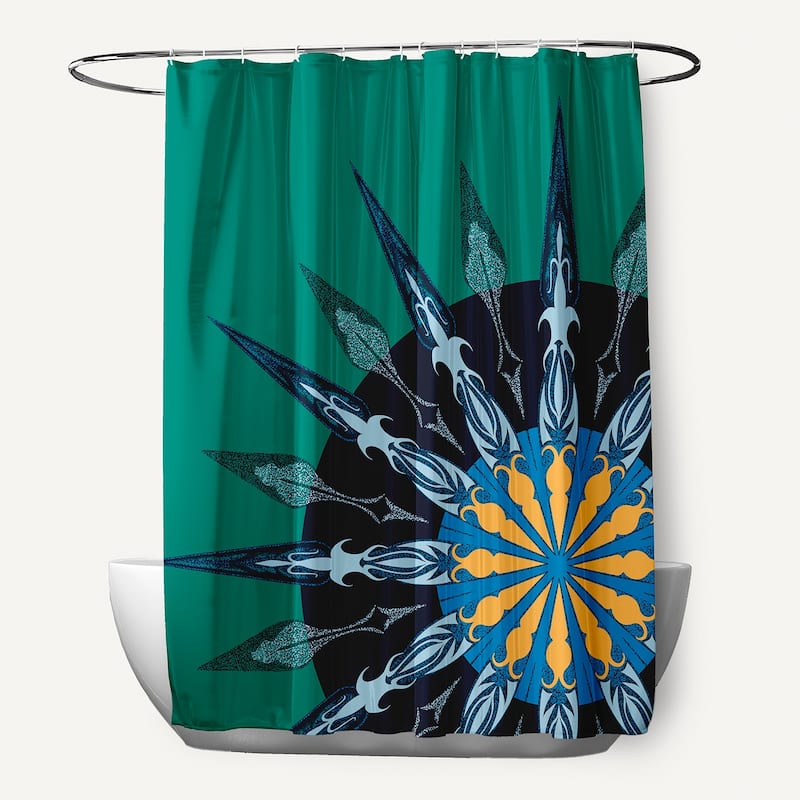 71 x 74-inch Sailor's Delight Geometric Print Shower Curtain - Green
