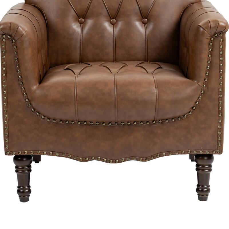 31" W Tufted Vegan Leather Accent Chairs for Living Room Set of 2