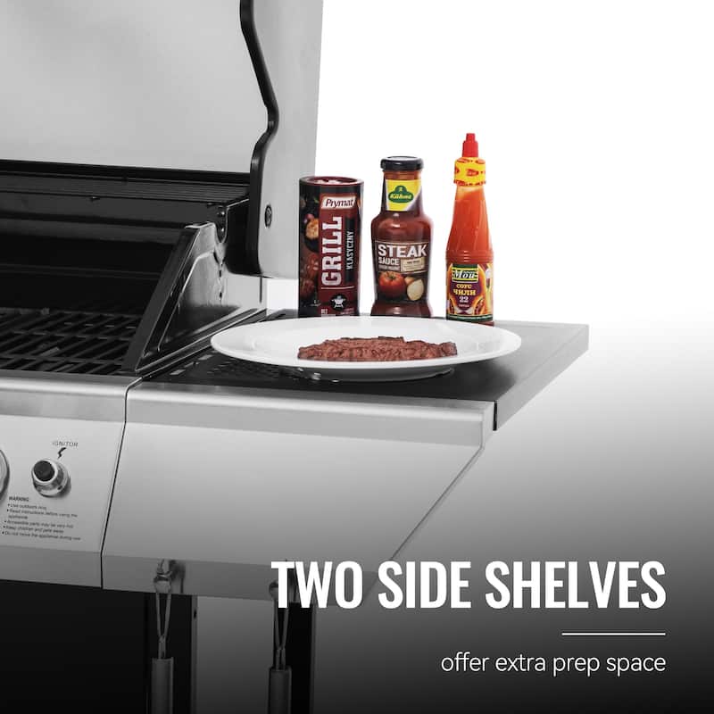 Royal Gourmet 4-Burner Gas Grill with Stainless Steel Upper Lid