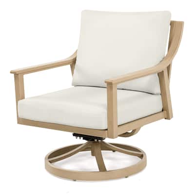 1-Piece Outdoor Aluminum Patio Swivel Chair With Cushions