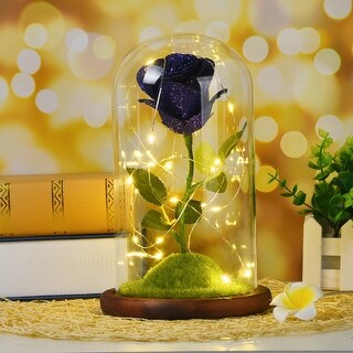 Romantic Immortal Flower Micro Landscape Rose Simulation Glass Shade ...