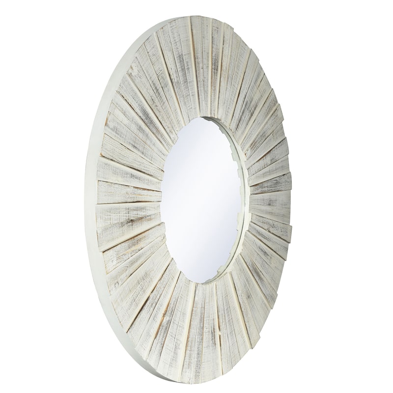 Natural Wood - Modern Farmhouse Wood Mirror - Distressed White Finish