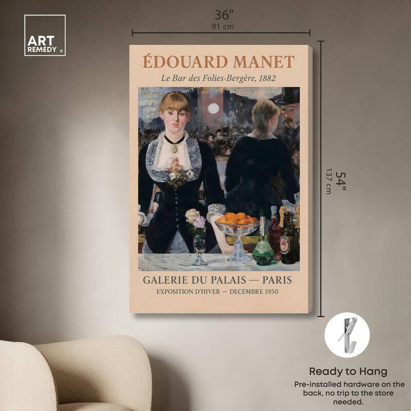 Manet's Famous Bar Canvas by Art Remedy, Gallery Wrapped