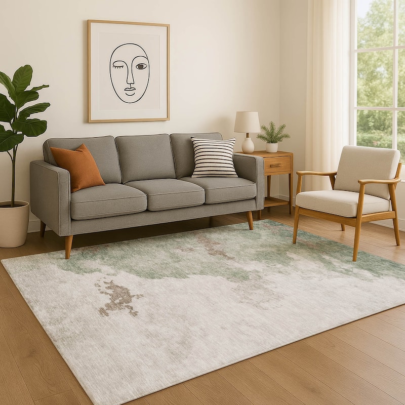 Premium Washable Super Soft Modern Storm Mayfield Rug - Aloe - 8' x 10'