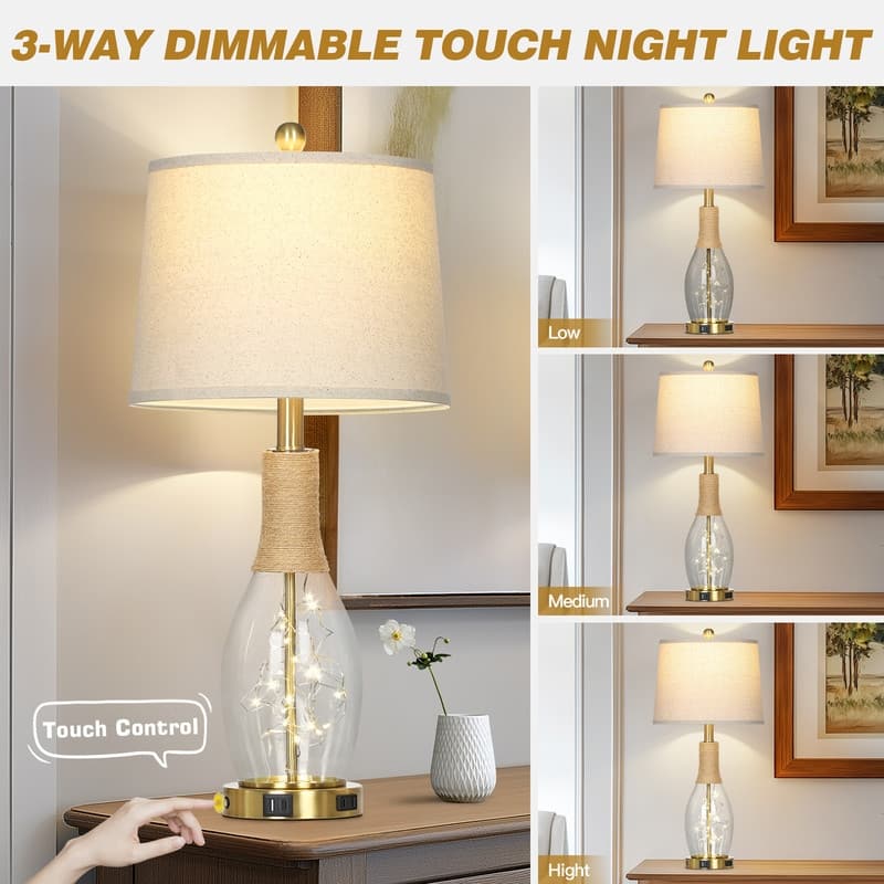 23-Inch Light Blue Ceramic Table Lamps with Gold Accents - Set of 2 - 12'' x 12'' x 27.5