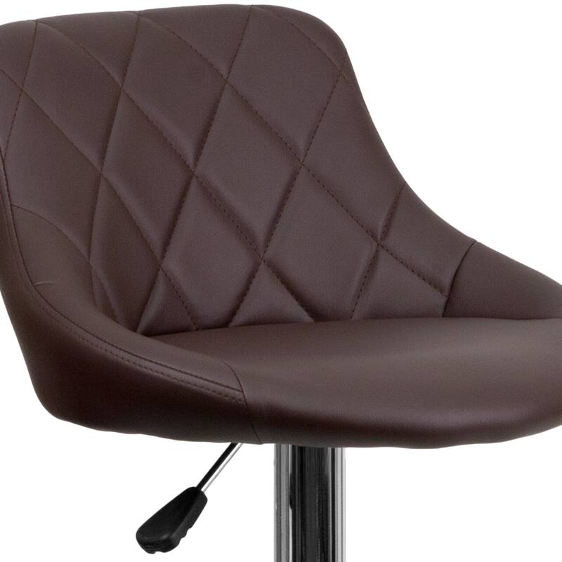 Vinyl Bucket Seat Adjustable Diamond Back Barstool (Set of 2) - 18.50"W x 19"D x 33.25" - 41.75"H