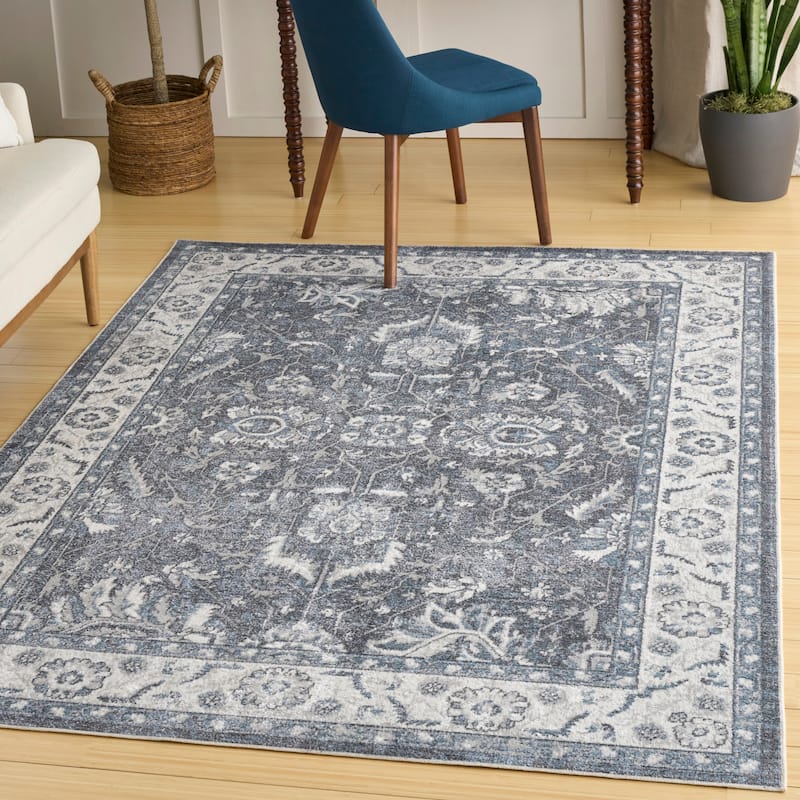 Nourison Astra Machine Washable Indoor only Persian Area Rug - Slate - 5'3" x 7'
