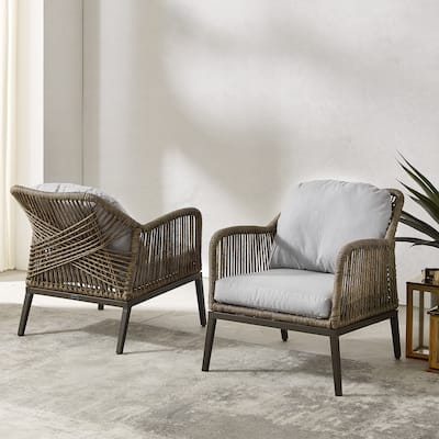 Haven 2Pc Outdoor Wicker Armchair Set - 33.63"D x 26.38"W x 29.75"H