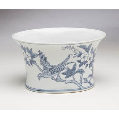 Aa Importing 59847 Blue And White Planter - 6 X 10 X 7 inches