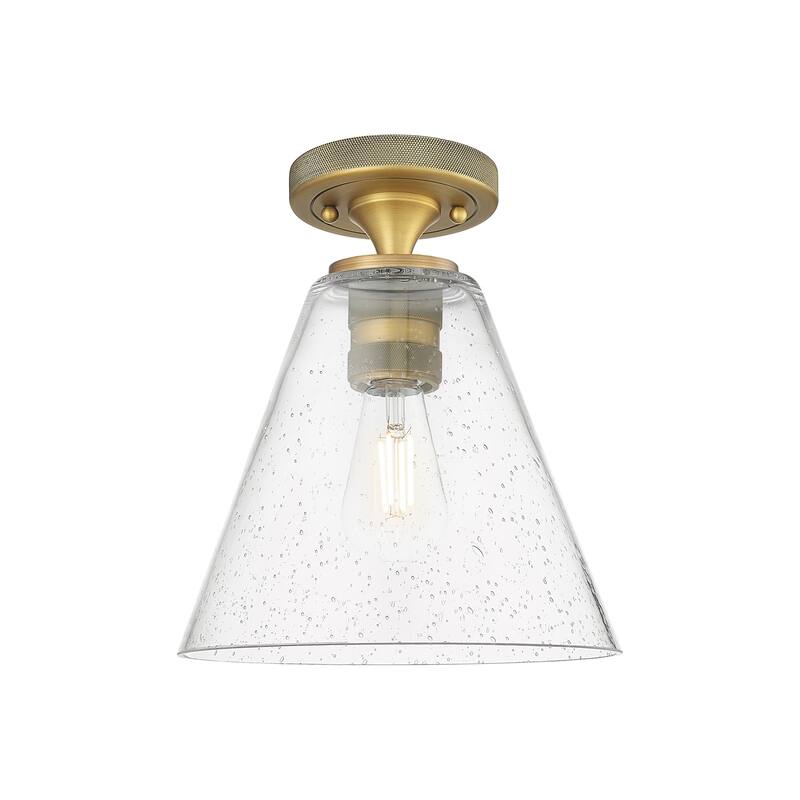 Innovations Lighting 434-1F-11-8 Crown Point Flush Mount Crown Point - Brushed Brass / Seedy