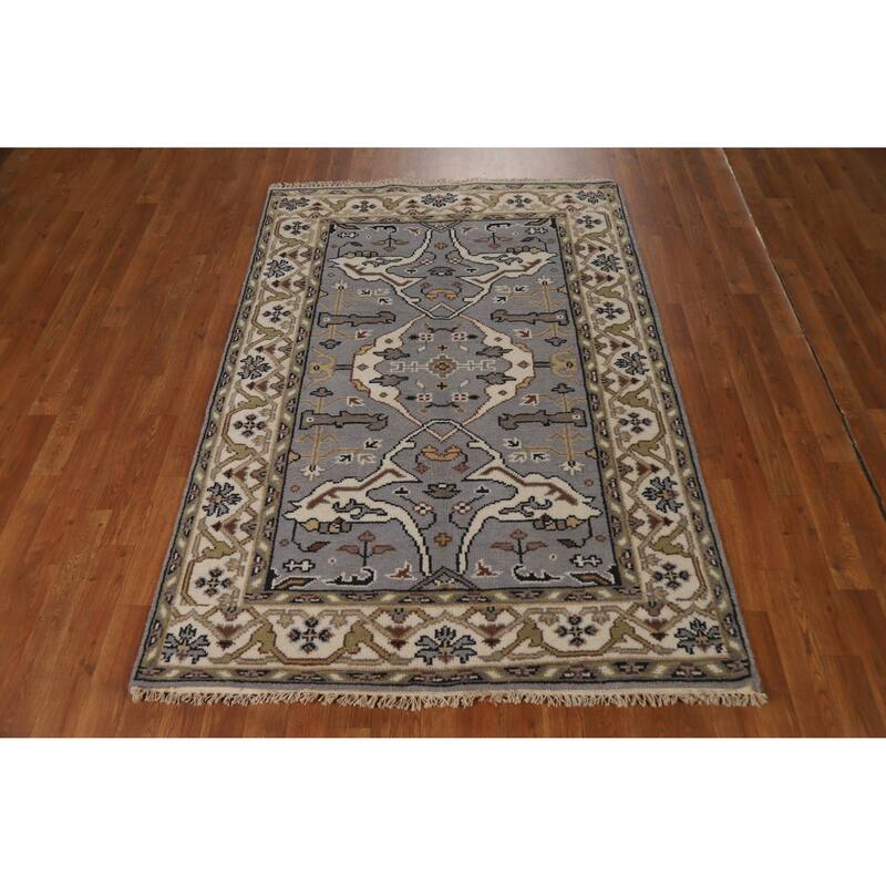 Gray Oushak Oriental Accent Rug Handmade Wool Carpet - 4'2"x 5'11"